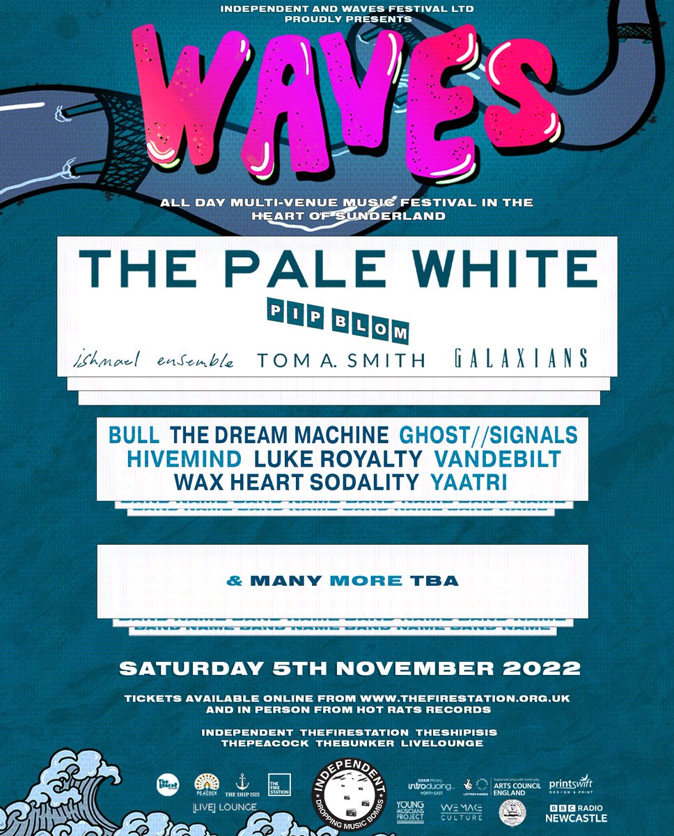Waves is here! We are proud to present the line-up for our 2nd year of Waves festival including headliners The @thepalewhite, @Pipblom, @IshmaelEnsemble, @tomasmithmusic, @GLXNS & loads more! Tickets are on sale now from: bit.ly/wavesfestival2…