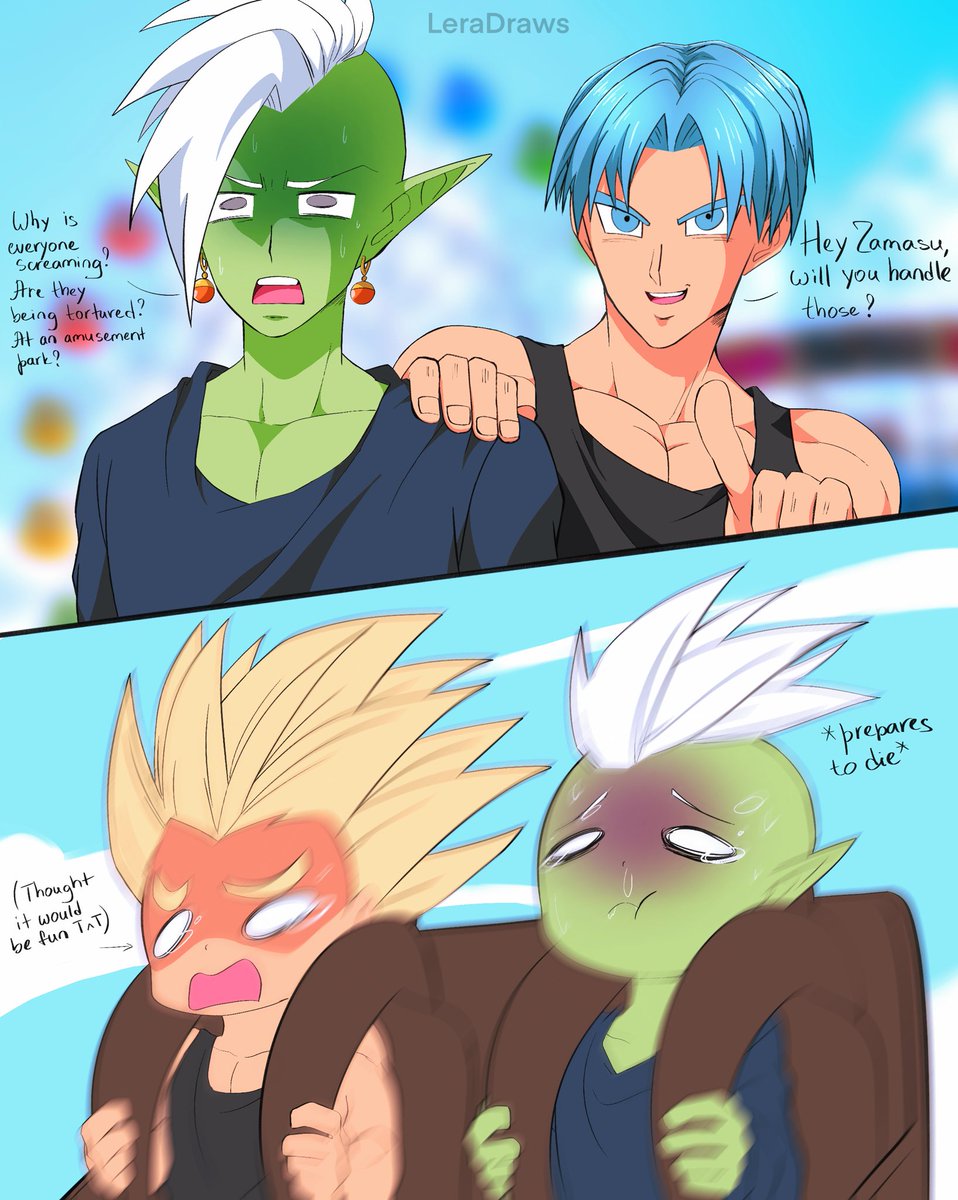 Zamasu (AU) and Trunks at an amusement park 
#DragonBall #ドラゴンボール