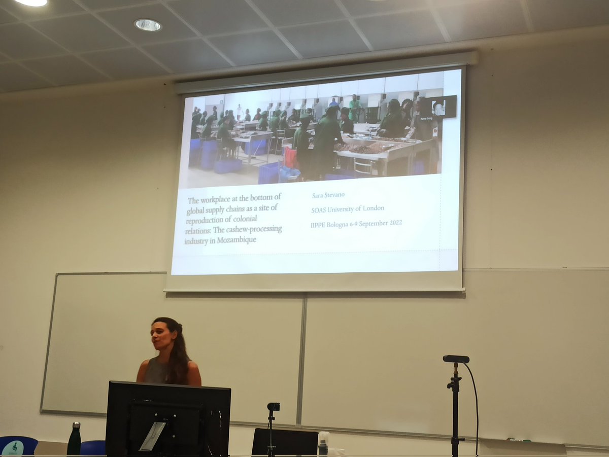 floretta_voice's tweet photo. Sara Stevano on the cashew supply chain recreating colonial relations in Mozambique #IIPPE @SOASEconomics https://t.co/EqHnyq3mMh