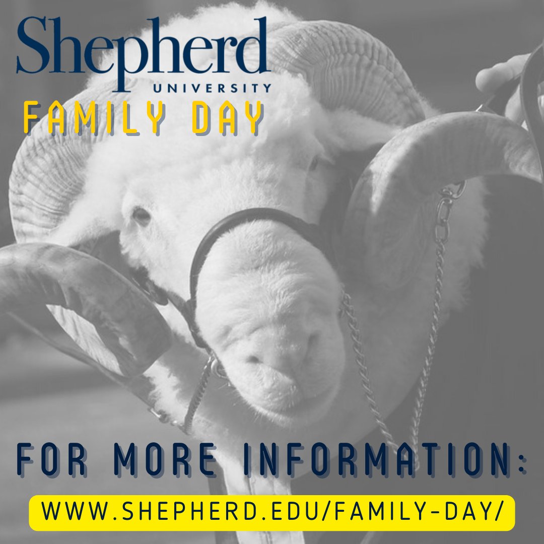 Family Day | Shepherd University 
Saturday, 9/10/2022! Come join us in welcoming our Ram Families to a day in Shepherdstown! 

Free giveaways, photo opportunity with J.C., and more on the Midway starting at 10am.

We appreciate your unconditional support of our students! GO RAMS!