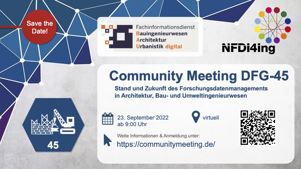 It's meeting time: Our Construction Engineering and Architecture community comes together on 23 September 2022. Please register here: communitymeeting.de