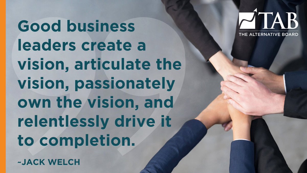 TAB_Boards's tweet photo. “Good business leaders create a vision, articulate the vision, passionately own the vision, and relentlessly drive it to completion.” ~Jack Welch

#tabboards #visionstatements #leadership #businesscoaching https://t.co/1RGshI8x2o