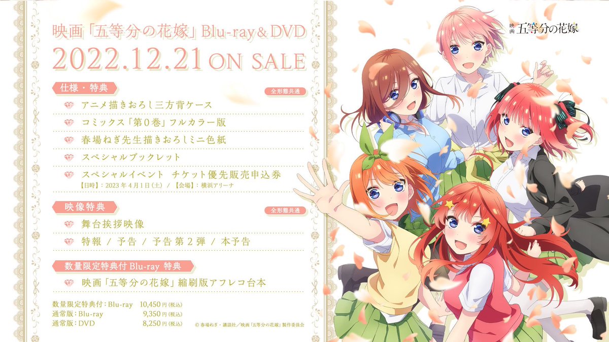 Go-Toubun no Hanayome: Las quintillizas enseñan su atractivo en Blu-Ray/DVD