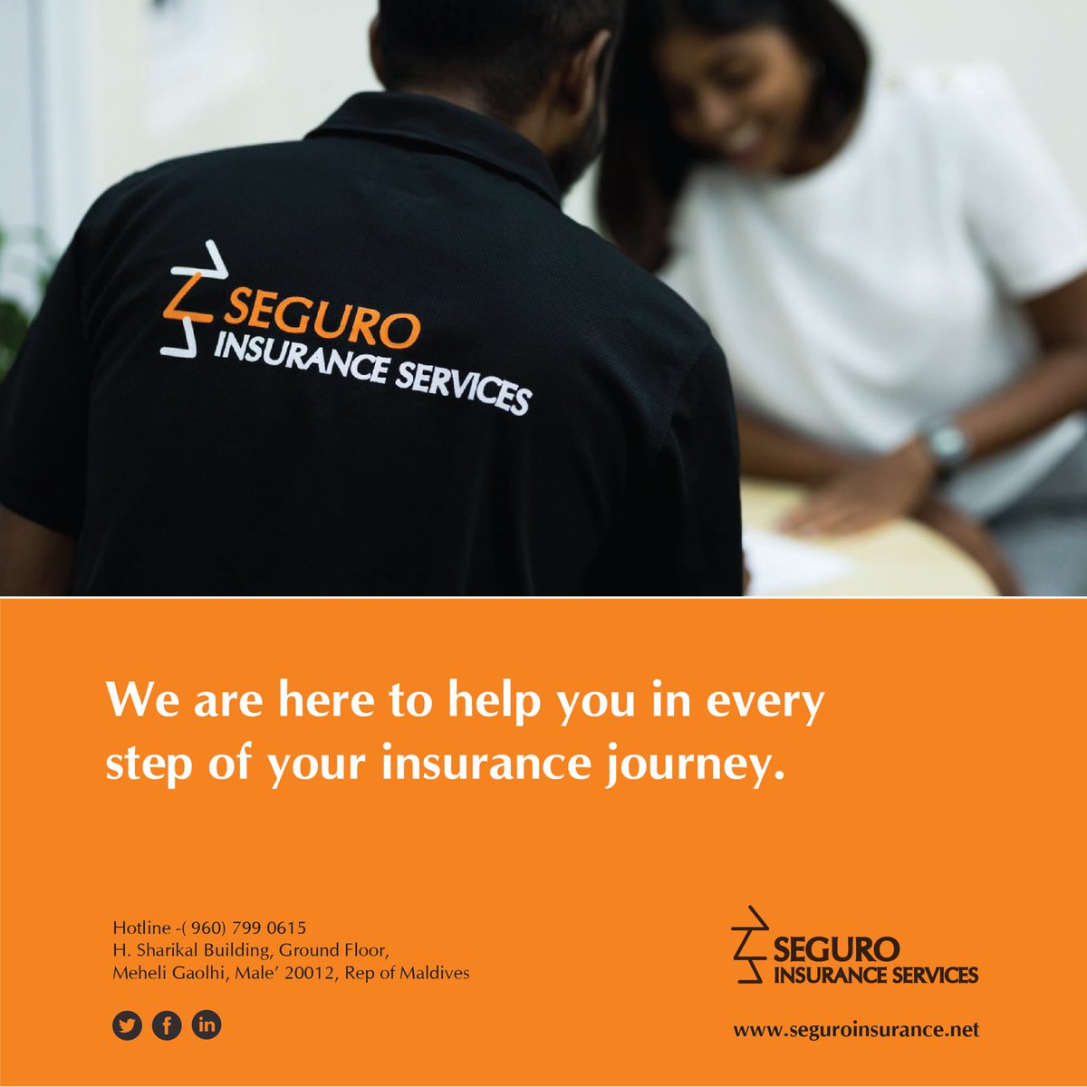 Seguromaldives's tweet photo. At seguro, we’re all about making your insurance journey as hassle - free as possible, we’ll b there for you every step of the way.
Reach us; 7990615 or email assist@seguroinsurance.net
#seguro #insurancebroker #onestopinsurance #bestbrokerintown #maldivesinsurance https://t.co/kN5IRfu88r