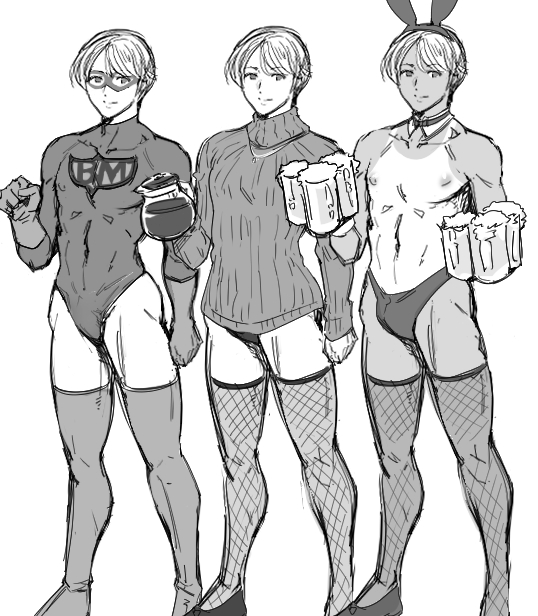 ここの所アカウントの方向性とは少し違うオスビッチな絵を上げていますが自身のちょっとした心のメンテナンスですのでどうぞお気になさらず。あっ、左はボクの考えたヒーローの「ビッチマン」です。 