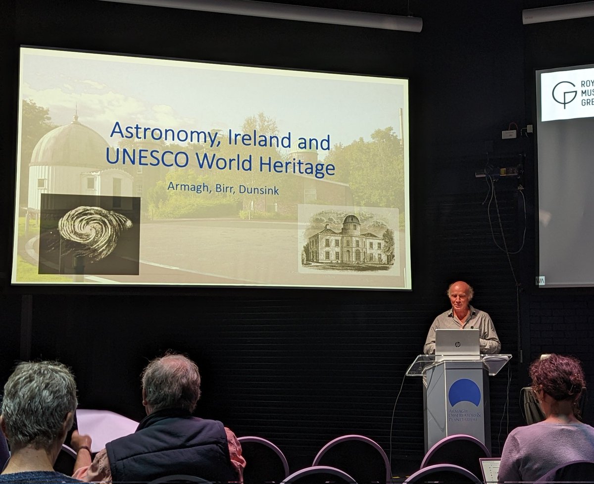 ArmaghSpace's tweet photo. Session 7 of #ObsNet4 is on Sustaining historic instruments and observatory environments. Prof Michael Burton is starting this session highlighting AOPs plans for UNESCO World Heritage alongside @DIASDunsink and @BirrCastle #staycurious @ObservatoryNet https://t.co/is5dOXB2Vm