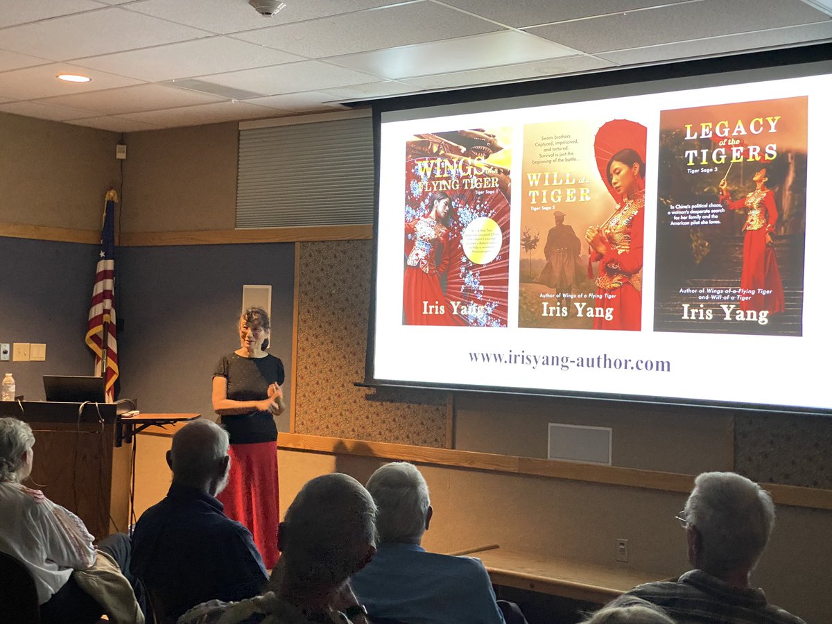 IrisYang86351's tweet photo. My in-person presentation about my Flying Tigers Trilogy &amp; my writing journey at The Estes Valley Library (Colorado).

Wings of a Flying Tiger 
Will of a Tiger 
Legacy of the Tigers 

@OpenBooksTitles https://t.co/N39qxoDx1p