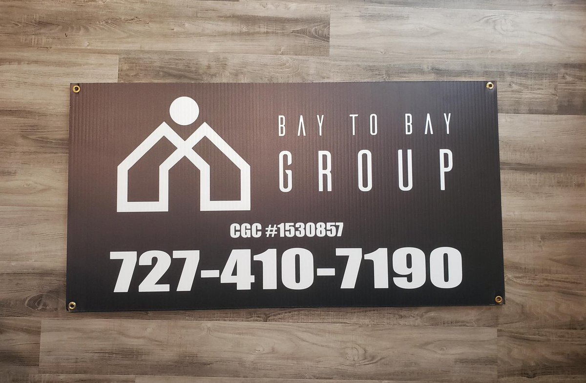 Tampa_Bay_Signs's tweet image. Site Signs - 48"x24" Printed full color on 10mm coroplast with grommets in each corner for Bay to Bay Group.
#sitesigns #coroplastsigns