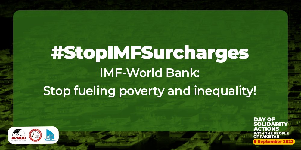 IMF Surcharges are grossly unjust, adding even more misery for already debt-burdened peoples.

At least 33 million displaced people in #Pakistan carry this heavy yoke of debt and unfair policies of the IMF and other lenders. 

#StopIMFSurcharges!

#SolidaritywithPakistan 🇵🇰