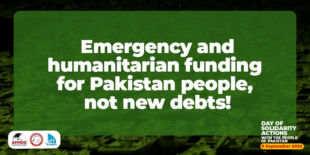 ‼️ #Pakistan is expected to pay $392 million in IMF surcharges in 2021-2030, in addition to its ballooning debt payments. ‼️

📢 #CancelTheDebt, #StopIMFSurcharges and shift debt payments to #Pakistan flood-stricken communities!

#SolidarityWithPakistan 🇵🇰