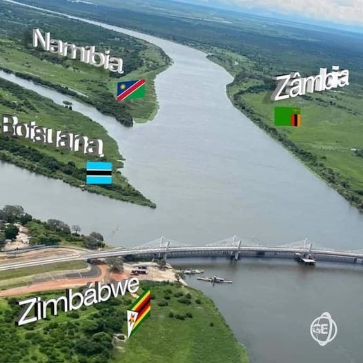 OraundR's tweet photo. The Kazungula quadripoint . Where four African countries meet Botswana,, Zimbabwe, Namibia, and Zambia https://t.co/iAXbewrOPj