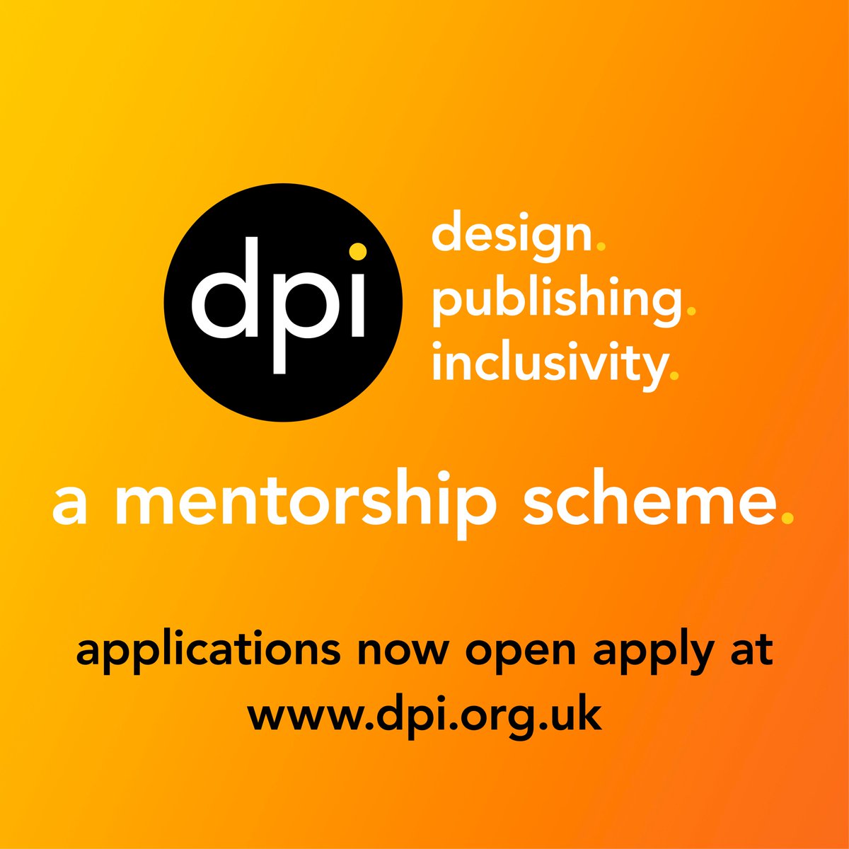 📢 I am so happy to to announce the launch of 
<a href="/dpi_org/">dpi</a> - a design mentoring programme for creatives from under-represented backgrounds! 

Applications are now open - you can find more details on dpi.org.uk