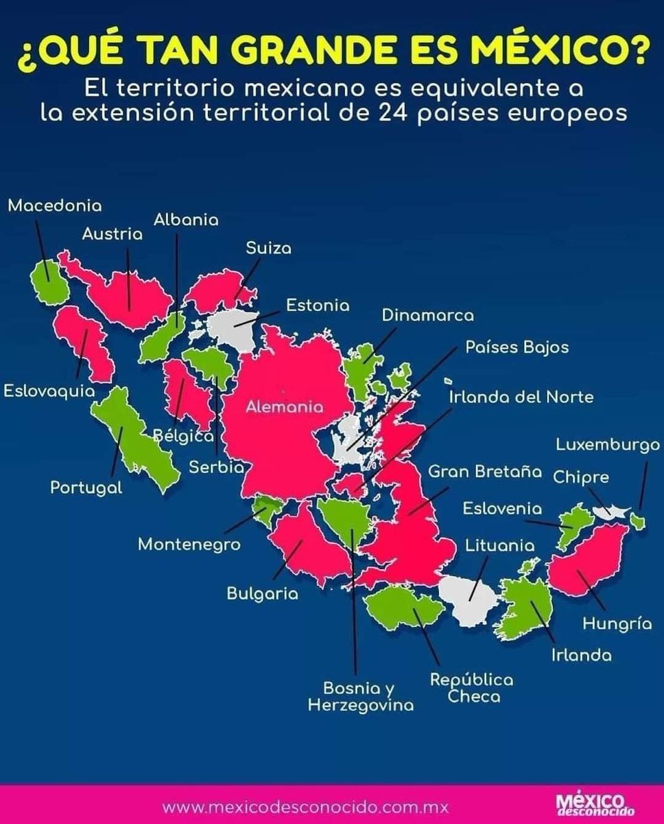 Joycetovar4's tweet image. How big is Mexico? 758,400 mi²  may not mean a lot in my head but a visual certainly does! #visualLearner #Mexican #VivaMexico