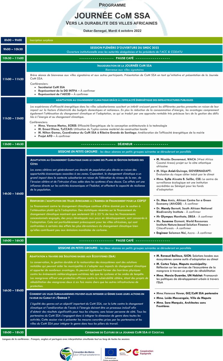 Comment il faut mettre en œuvre #SolutionsFondéesSurLaNature pour restaurer les écosystèmes urbains & faire face aux impacts du changement climatique?

Le programme complet de notre prochain événement #JournéeCoMSSA à Dakar est disponible 👉comssa.org/fr/news/regist…
Inscrivez-vous!