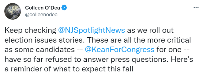 Jemsinger's tweet photo. Tom Kean Jr's entire career was really summed up when he hid in an elevator from reporters in his 2006 Senate race. #nh07 https://t.co/SIvr1Yx6bY