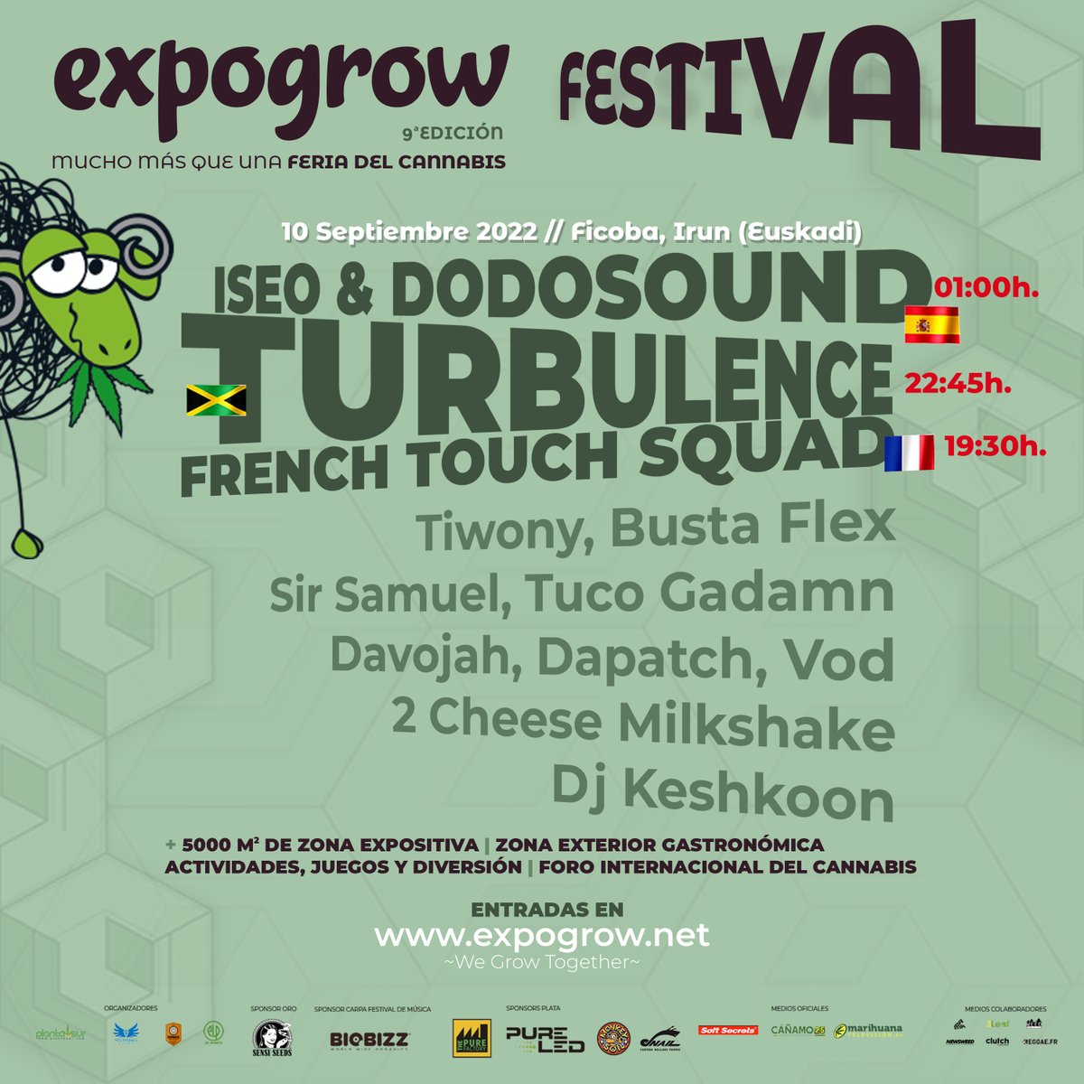 ❤️ 🔥 Voici notre line-up. @turbulence_big_lion remplace @anthony_b_originalfireman en raison de l'impossibilité pour l'artiste de prendre l'avion pour des raisons de visa.

<a href="/iseododosound/">Iseo & Dodosound</a> #frenchtouchsquad 
#festival #expogrow2022 #reggae #hiphop #dub #dancehall