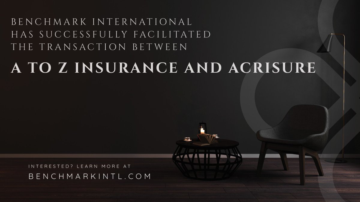benchmarkgroup's tweet photo. Benchmark International Successfully Facilitated the Transaction Between A to Z Insurance and Acrisure.
https://t.co/OdnbldIeOR
#BenchmarkInternational #Dealcompletion #MergersandAcquisitions #Exitstrategy #Insurance #Sellersmarket #Industry #InsuranceIndustry https://t.co/ngvqHJpgM7