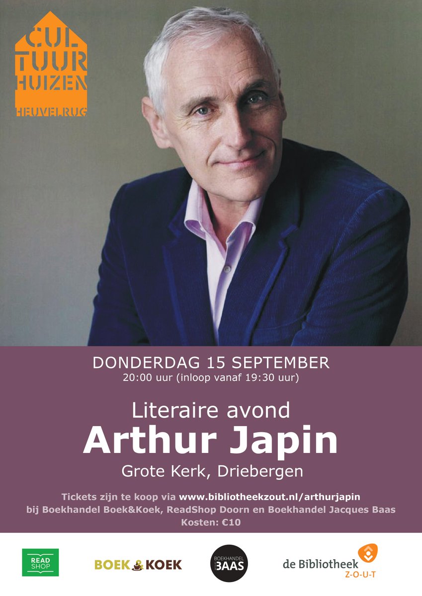 ProgrammeringUH's tweet image. Volgende week organiseren we samen met de boekhandels een literaire avond. Tickets zijn te koop via bibliotheekzout.nl/arthurjapin!