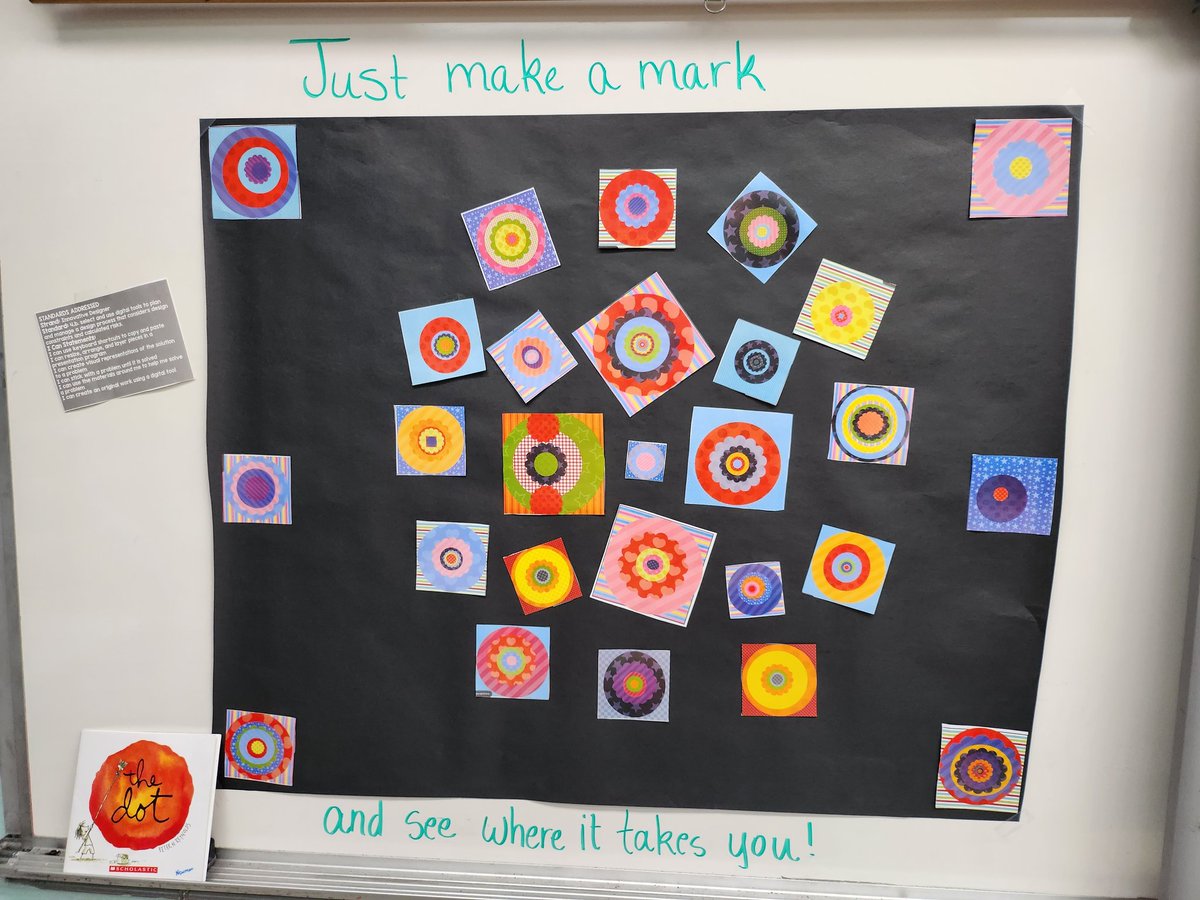 herschelsusan's tweet photo. To prepare for #DotDay, our innovative 3rd grade designers created colorful dots using their Chromebooks. #STEM #STEMandLiteracy @hescubcats @HCPSNC @BrittanyWTweets #InternationalDotDay https://t.co/9xT8HgVz8H