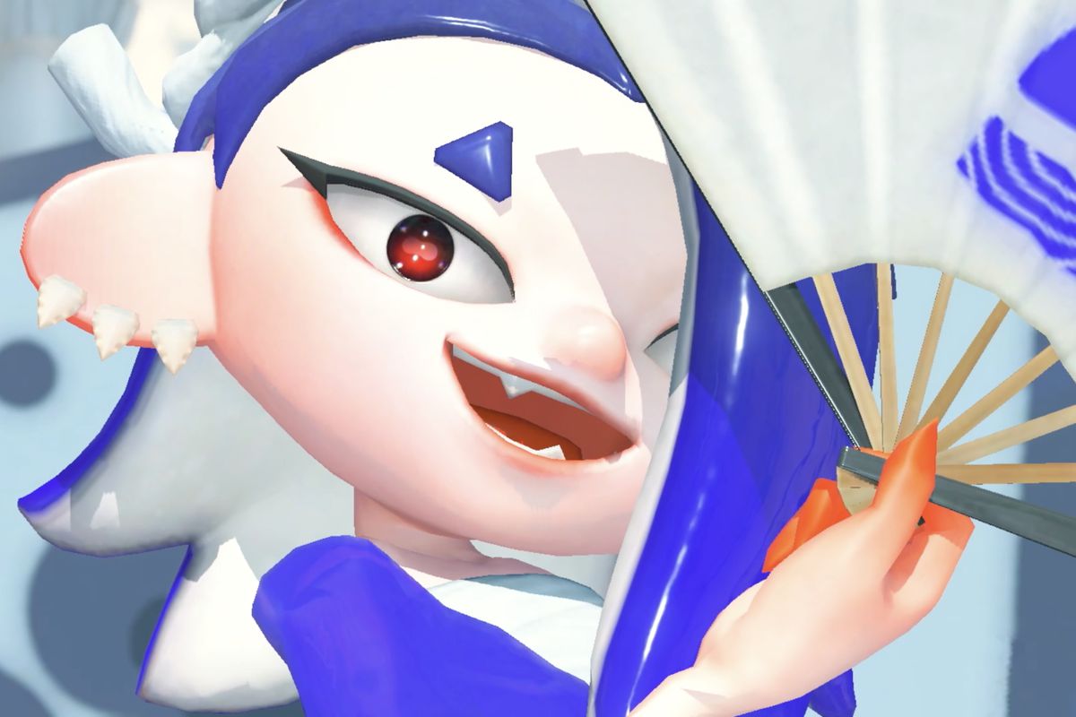 SharksOTD's tweet photo. Today's shark themed character of the day is Shiver from Splatoon 3!

They are a shark tamer, and have a shark mask! https://t.co/P8xQ3BSQcy