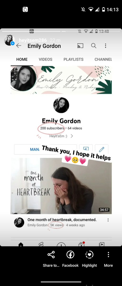 HeyItsEm286's tweet photo. Actually can't believe this, thank you 🥺💗 For anyone that's missed my last couple of videos, some heavy stuff is happening... Go check it out, link in bio ☀️ #heartbreak #breakup #200subs #thankyousomuch https://t.co/Zpjw9pSZ2a