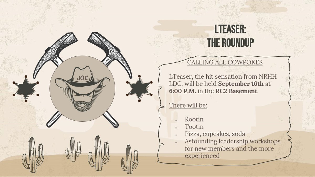 Everyone's favorite annual leadership hype event is coming up soon: LTeaser! Join us in the RC2 Basement next Friday at 6pm for an array of food and workshops.