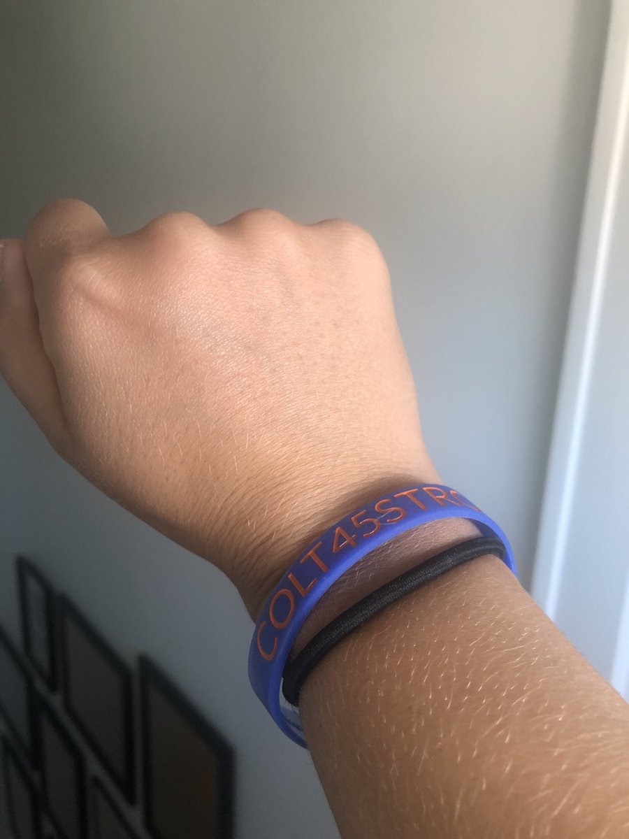 4KelseyAnderson's tweet photo. Wore my #Colt45Strong bracelet last night watching the game, and I guess it’s my good luck charm now! Woke up feeling in awe still.

#BillsMafia @BuffaloBills @news4buffalo 

https://t.co/ArhwP1dugZ https://t.co/JHR64btIeM