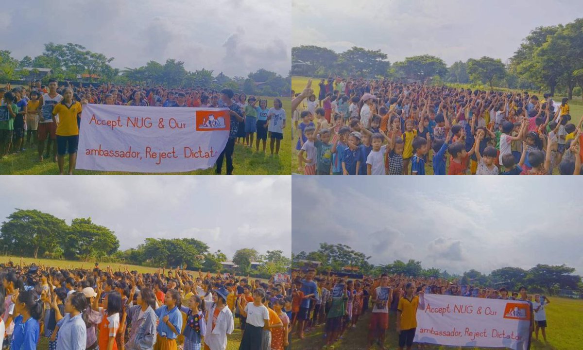 Ricky93060287's tweet photo. Anti-coup revolutionary coalition strike in Sagaing's Kale township as 580th day without a day off. This is the longest protest in Myanmar.

#2022Sept9Coup #WhatsHappeningInMyanmar #UN_ProveYourExistence4Justice https://t.co/CufUEkArMy