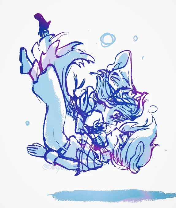 #墓心 海の魔女ちゃんと船守くんのらくがき 