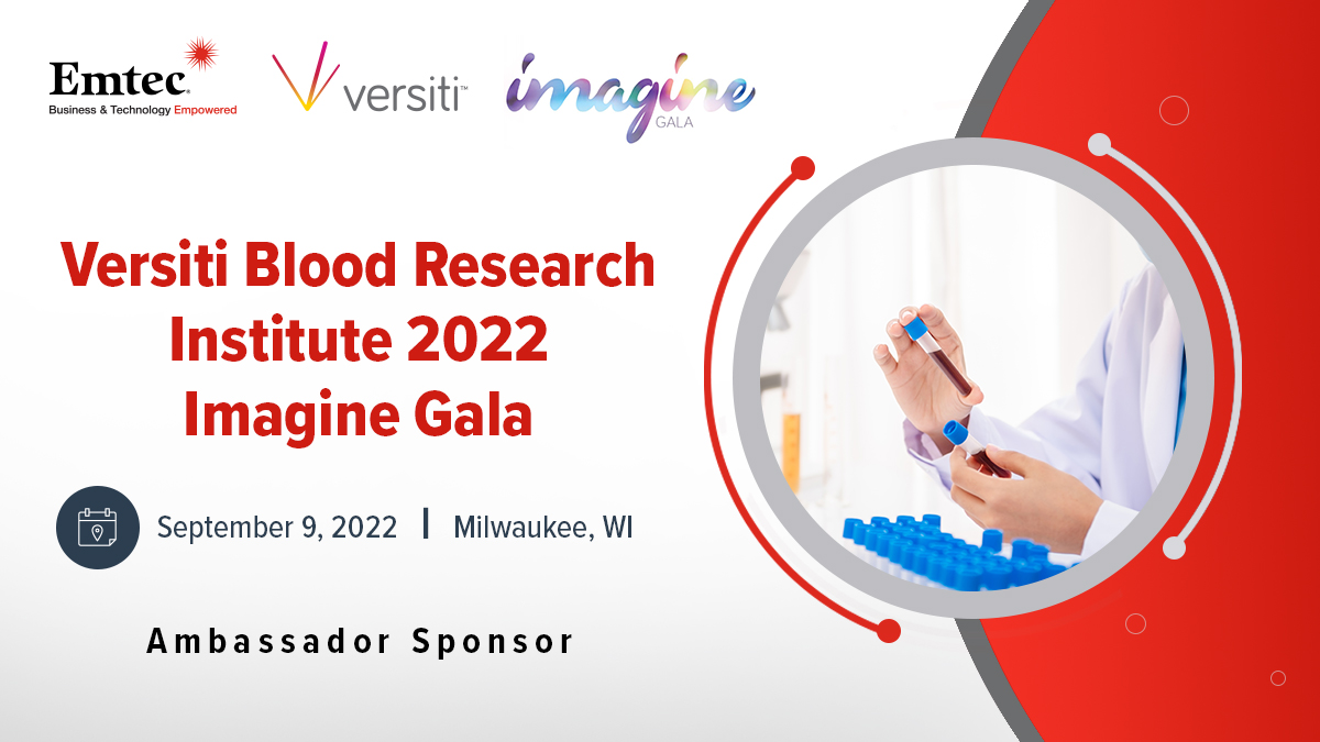 EmtecInc's tweet photo. Looking forward to a great event tonight and proud to be supporting our client and the lifesaving research at the Versiti Inc. Blood Research Institute!  #ClientForLife #VersitiResearch #SupportResearch #ImagineGala2022 https://t.co/5gH1QR712r https://t.co/wNSEZlgCbC