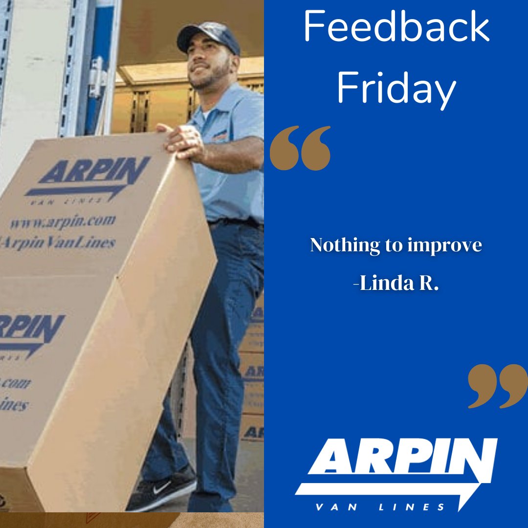 arpinvanlines's tweet photo. Thank you for your kind words on this #FeedbackFriday , Linda! https://t.co/GQmw0DoqF7