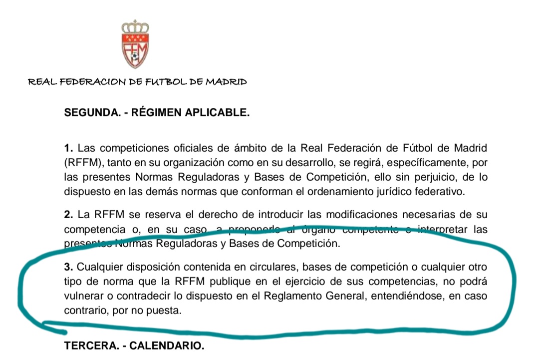 Javi_SerranoG's tweet photo. @RFFM_oficial ¿Las Bases de Competición F-7 vulneran el Reglamento General al obligar a los Alevines 1 año a licencia F-7? SÍ ¿Supone una prohibición de tramitar licencia F-11 no contemplada en el Reglamento General? SÍ. https://t.co/fhJENO7ELd