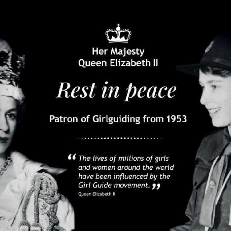 It is with profound sadness that we at Girlguiding have learned today of the death of our Patron, Her Majesty The Queen. Our deepest sympathies are with the Royal Family at this very sad time.