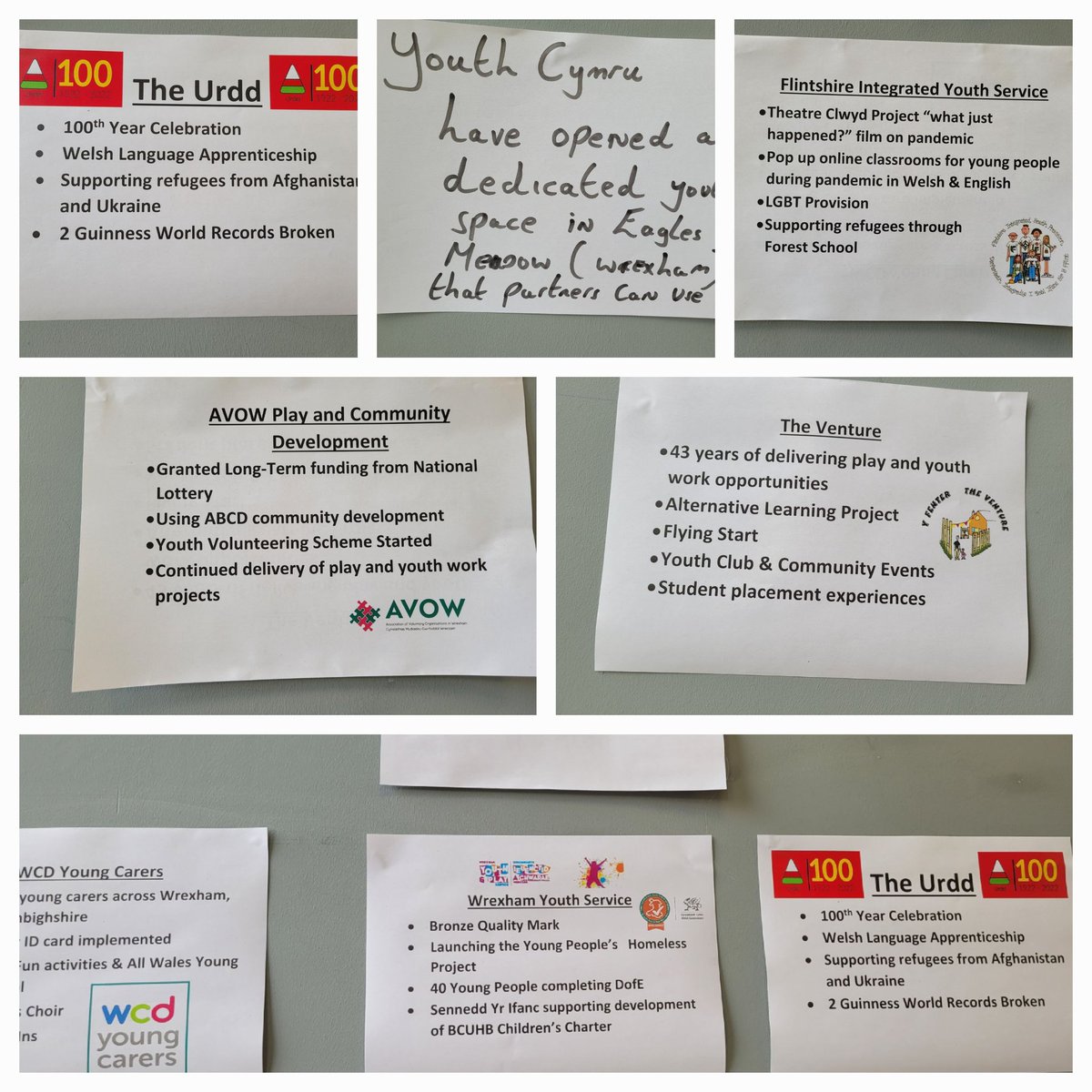 WrexhamUniYCW's tweet photo. Look at our #youthworkpartnerships celebration board #Excellentpractice @PowysOAYW @youthcymru @youngflintshire @Urdd @YWWales @eystwales @FedDetachedYW https://t.co/IqgEzrey2y