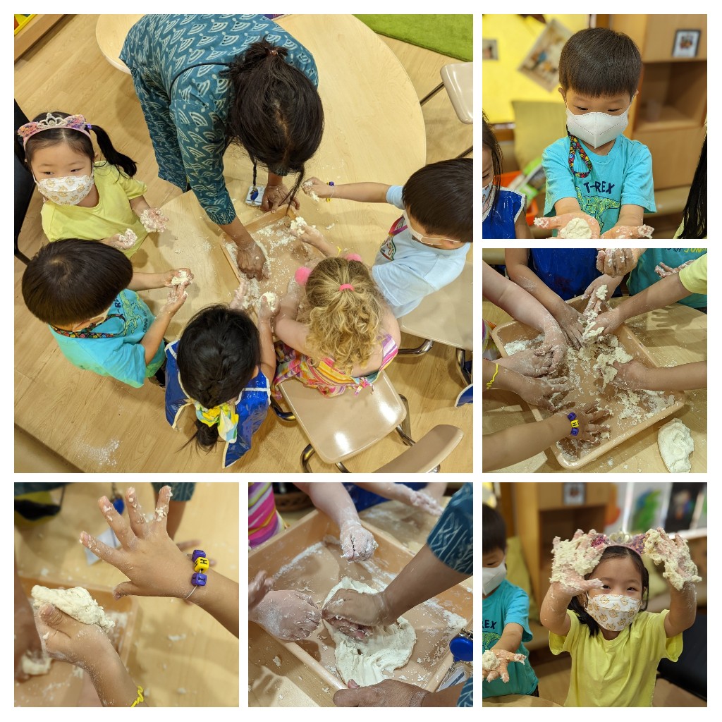 bindu_aisc's tweet photo. Our youngest learners in #earlyyears @AISCElementary kneading #playdough with @jayuraju How fun! @PetersenPsharon https://t.co/4MNd4vebzi