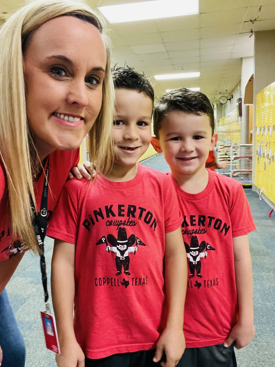 Twinning with these sweet Pinkerton brothers is going to make for a great Friday!!! Go Cowpokes! <a href="/pinkPTO/">Pinkerton PTO</a> #spiritwear #ChoosePink