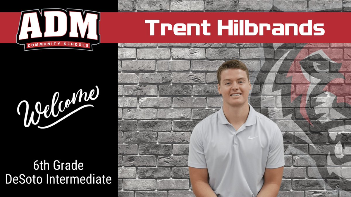 admschools's tweet photo. New Teacher Spotlight: Welcome Trenton Hilbrands!

Trenton Hilbrands will be teaching 6th grade math, social studies and science at DeSoto Intermediate.

More: https://t.co/hAzz01NHTs

#WeAreADM | #HumbleHungrySmart https://t.co/lvpbTY6tdC