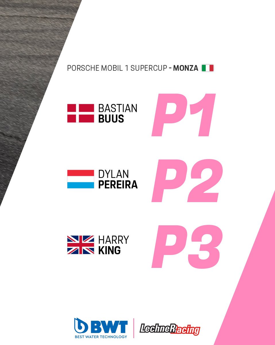 Lechner Racing (@lechnerracing) on Twitter photo #PMSC - 1, 2, 3 in final practice at <a href="/Autodromo_Monza/">Autodromo Nazionale Monza</a>
Let's keep pushing, Team.
#BWT #LechnerRacing #Porsche #BestWaterTechnolgy #BottleFreeZone #F1 #PorscheMobil1Supercup #911GT3Cup #PorscheFamily #GlobeAir #MyPrivateJet #DreamTeam #ItalianGP 🇮🇹 #TempleofSpeed #PMSC - 1, 2, 3 in final practice at <a href="/Autodromo_Monza/">Autodromo Nazionale Monza</a>
Let's keep pushing, Team.
#BWT #LechnerRacing #Porsche #BestWaterTechnolgy #BottleFreeZone #F1 #PorscheMobil1Supercup #911GT3Cup #PorscheFamily #GlobeAir #MyPrivateJet #DreamTeam #ItalianGP 🇮🇹 #TempleofSpeed