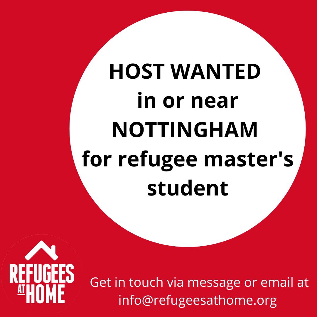 It’s not disrespectful, is it, to urgently try &amp; find a #host for a #refugee from #Sudan? He starts on a master’s degree in #NOTTINGHAM imminently &amp; urgently needs a place to live. Late 20s. Loves running, football, volunteering. Please RT (or reply offering!) #RefugeesWelcome in