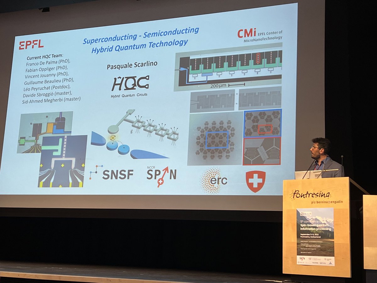 AndreasAtETH's tweet image. Nice talk by Pasquale Scarlino from @QSECenter_EPFL @EPFL_en at #SpinQubit5 (@nccrSpin) covering both the history of strong coupling cavity QED with #quantum dots in semiconductors and the newest developments.
Pasquale was a postdoc @qudev @ETH_physics @ETH_en @NCCR_QSIT