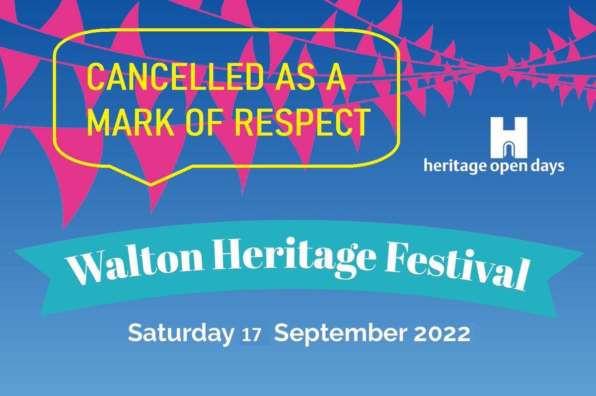 WoTHeritageDay (@wotheritageday) on Twitter photo It is with sadness but with respect that the <a href="/welovewalton/">Love Walton</a> BID Board and myself as BID Manager have decided to cancel this years event as a mark of respect and at a time of national mourning for Her Majesty Queen Elizabeth II. We trust you understand and support our decision. It is with sadness but with respect that the <a href="/welovewalton/">Love Walton</a> BID Board and myself as BID Manager have decided to cancel this years event as a mark of respect and at a time of national mourning for Her Majesty Queen Elizabeth II. We trust you understand and support our decision.
