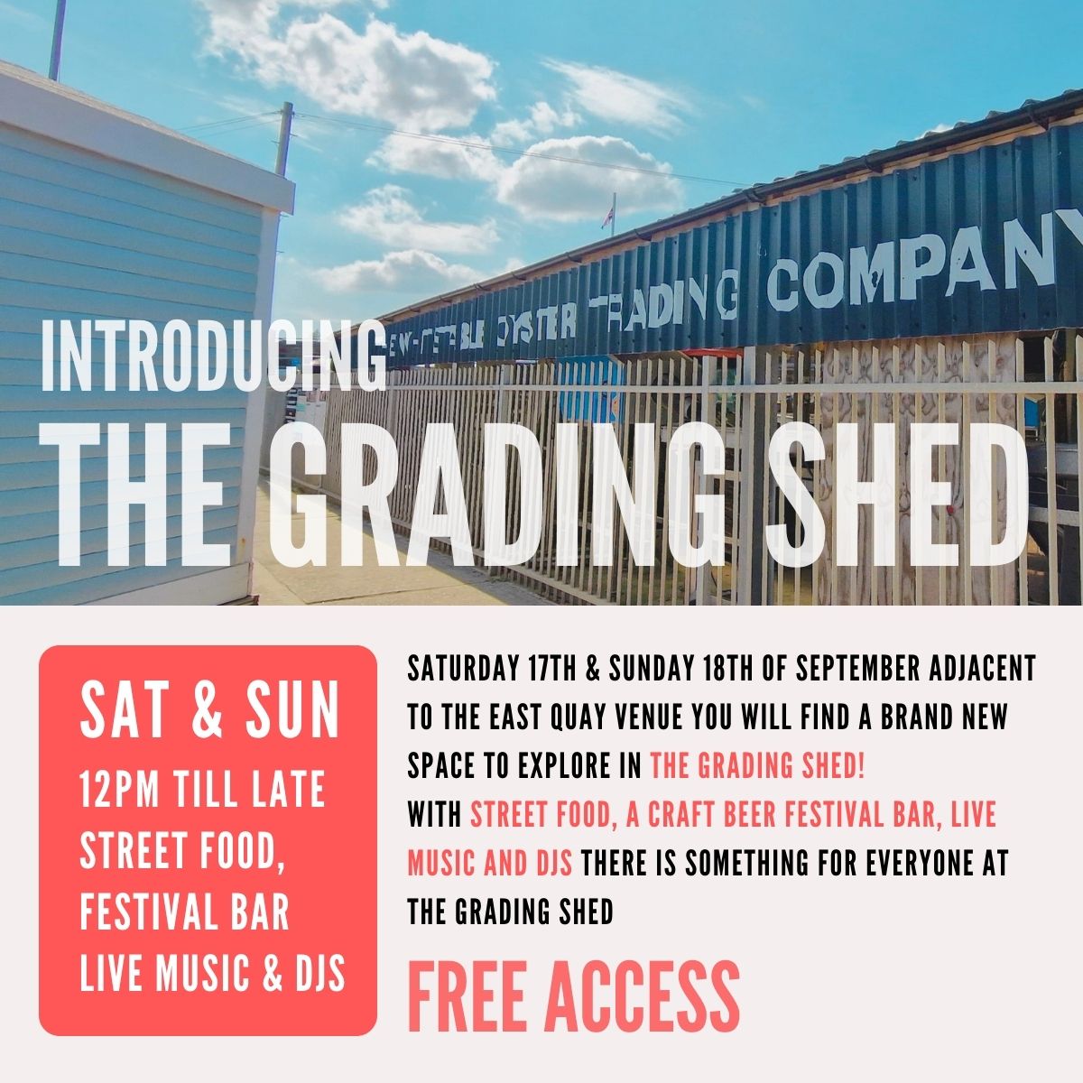 WROysterFest's tweet photo. Saturday &amp; Sunday adjacent to the east quay venue you will find a brand new space to explore in The Grading Shed!
#whitstable #whitstablekent #whitstablerocksoysterfestival #whitstablerockoysters #whitstablerocks22 #whitstablerocks #kentlivemusic https://t.co/HfZfKc6OaX