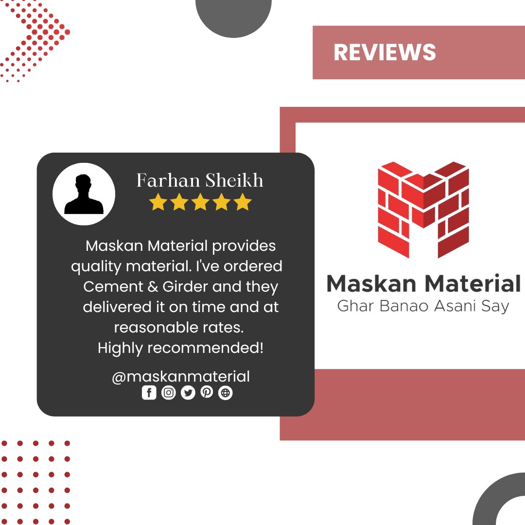 MaskanMaterial's tweet photo. See what our happy customer has said about us😀 Here is the review of our customer😊

#maskanmaterial #buildingmaterial #construction #onlinestore #reviews  #happycustomer https://t.co/Cdpu6FU6bE