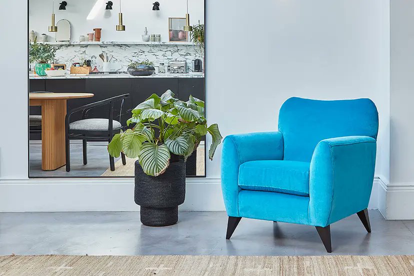 Settle into the comfort of the Warwick chair, a contemporary armchair with chunky arms, angular legs, and a deep sumptuous seat cushion. Browse our selection of over 170 luxury fabrics and leathers to find the perfect accent chair.