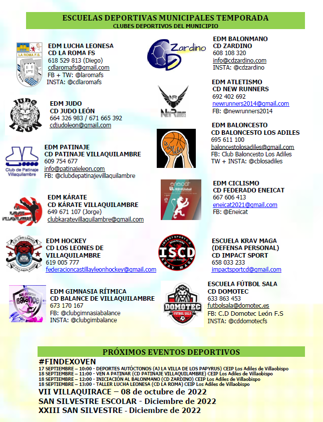 deportesvq's tweet photo. Las inscripciones serán online a partir del 15 de septiembre a las 8:00 horas, de forma presencial aquellos que no puedan hacerlo online en el Servicio de Deportes del Ayuntamiento o en el Polideportivo de Navatejera
Inscripciones en: https://t.co/xtHt0lnD2j https://t.co/DRUvpyvMhS