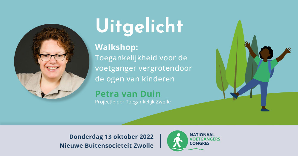 Graag willen tijdens deze Walkshop op het Nationaal Voetgangerscongres het bewustzijn vergroten hoe het is en zélf wordt ervaren als je door onze mooie (binnen)stad wandelt wanneer je blind of slechtziend bent. Doe je mee? Ga voor meer informatie naar nationaalvoetgangerscongres.nl/programma#5997