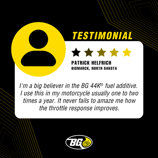 With testimony like this shouldn't YOU be on board with BG Products' high quality performance service products for Motorcycles? See bgprod.co.uk/products/motor… And check out our GB testing with the British Motorcycle Racing Club: #servicing #motorcycles #bgproducts #BG44K