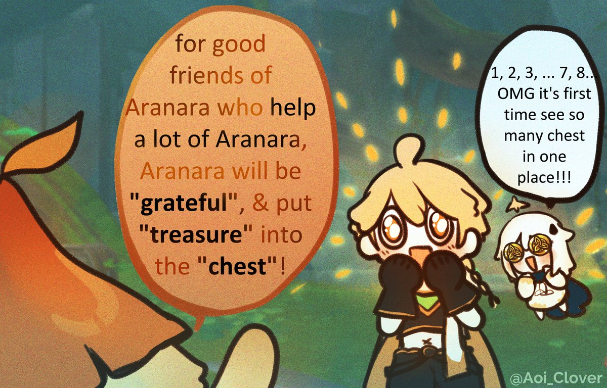 [2/2] Aranara treasure trove

I gonna help em all this weekend~ they're so cute, music aranara, confused aranara that I need to shoot dendro, aranara attacked by hillychuchu, aranara asking to play games, etc hahaa XD
#原神 