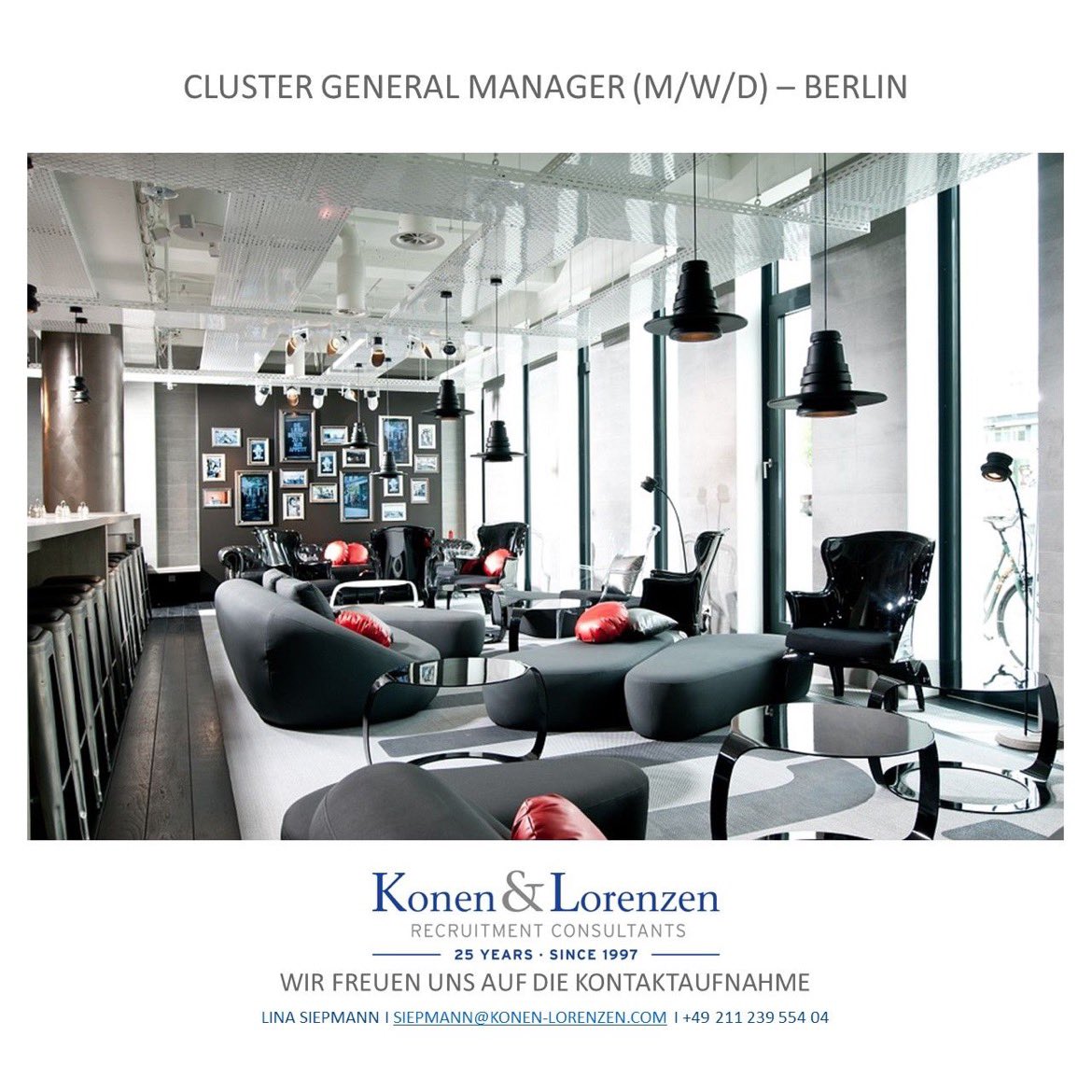 HOT JOB!

Für eine moderne internationale Hotelgruppe sind wir für den Standort Berlin auf der Suche nach einem Cluster General Manager (m/w/d).

lnkd.in/exagcYUf

#job #konenlorenzen #generalmanager #hotel #hospitality #hotellerie #recruitment #hiring #jobs #managementjob