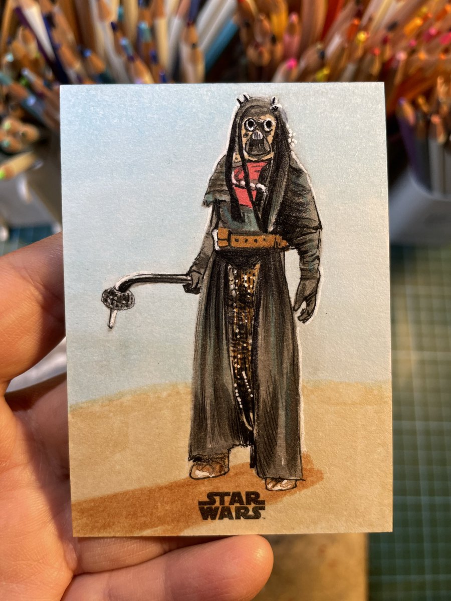 Female Tusken raider from @thebookofbobafett tv series, <a href="/starwars/">Star Wars</a> #toppsfinest #toops #starwars #starwarsart #starwarscollector #art #sketchcards #sketchcardartist #tradingcards #cardcollection